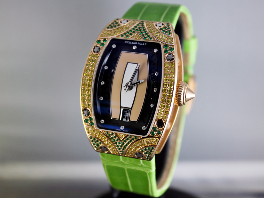 Richard Mille RM 007 in red gold with green and yellow sapphires Women Watch Replica